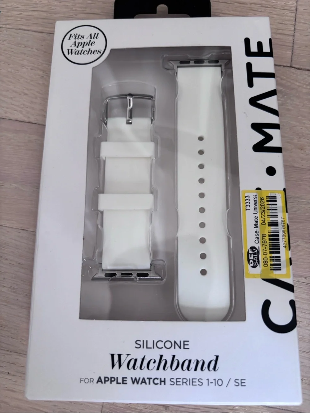 case-mate White Silicone Watchband for Apple Watch Series 1-10 SE NWT